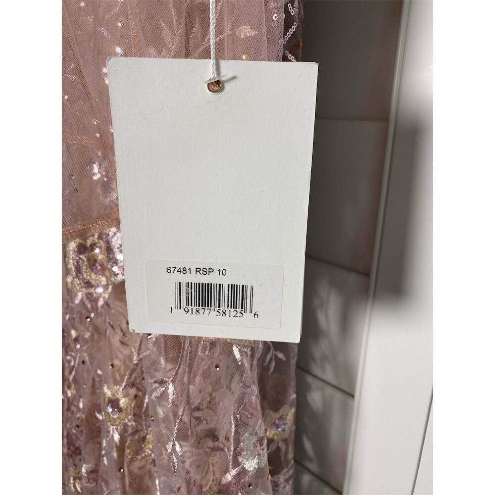 $598 Mac Duggal Women's Size 10 Pink Floral Embellished Sleeveless Gown - Picture 6 of 8